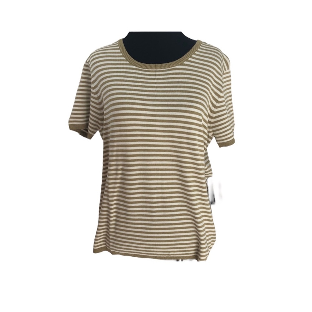 NWT Josephine Chaus short sleeve horizontal striped sweater